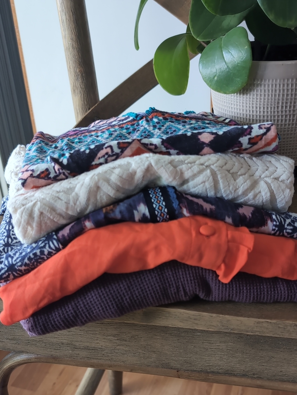 Anthropologie Bundle Tops 5 Tank Long Short Sleeve S Waffle Ikat Embroidered